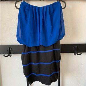 Wet Seal Strapless Royal Blue & Black Mini Dress